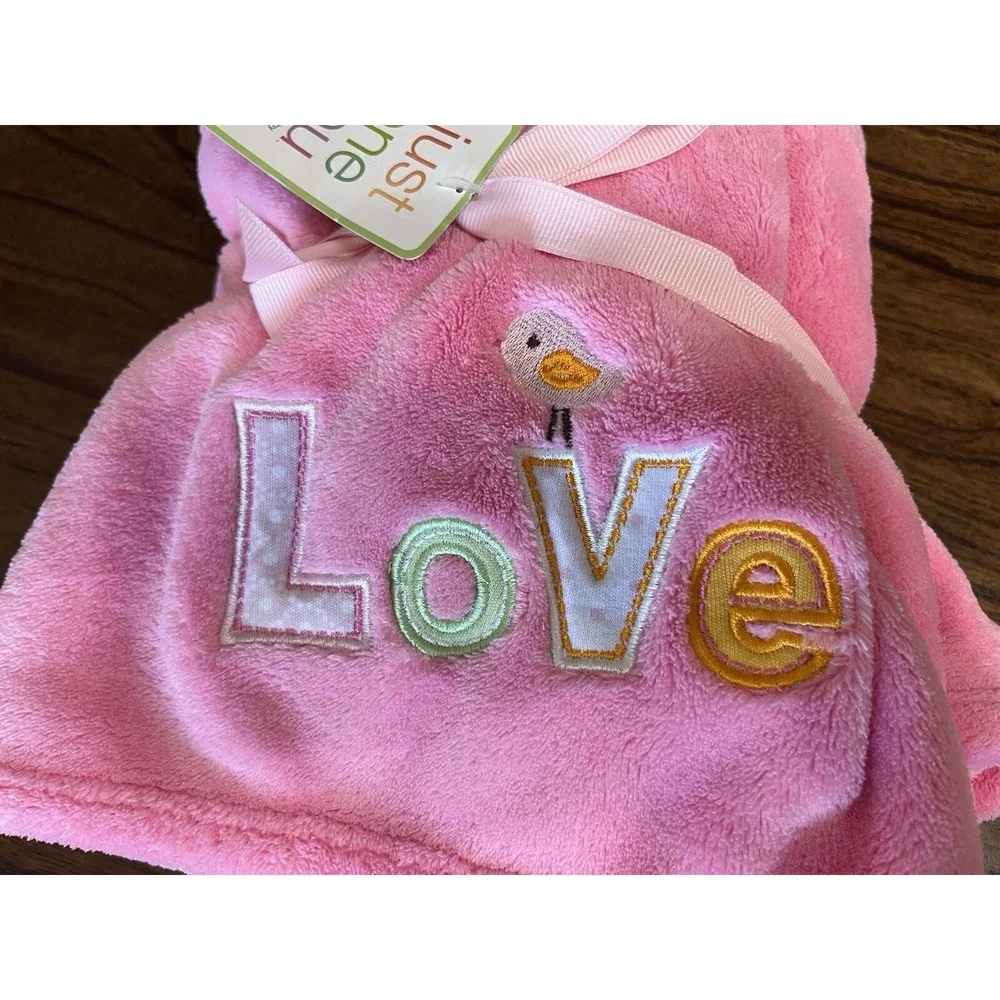 Just One You By‎ Carters Pink Baby Blanket Love With A Bird 30x40